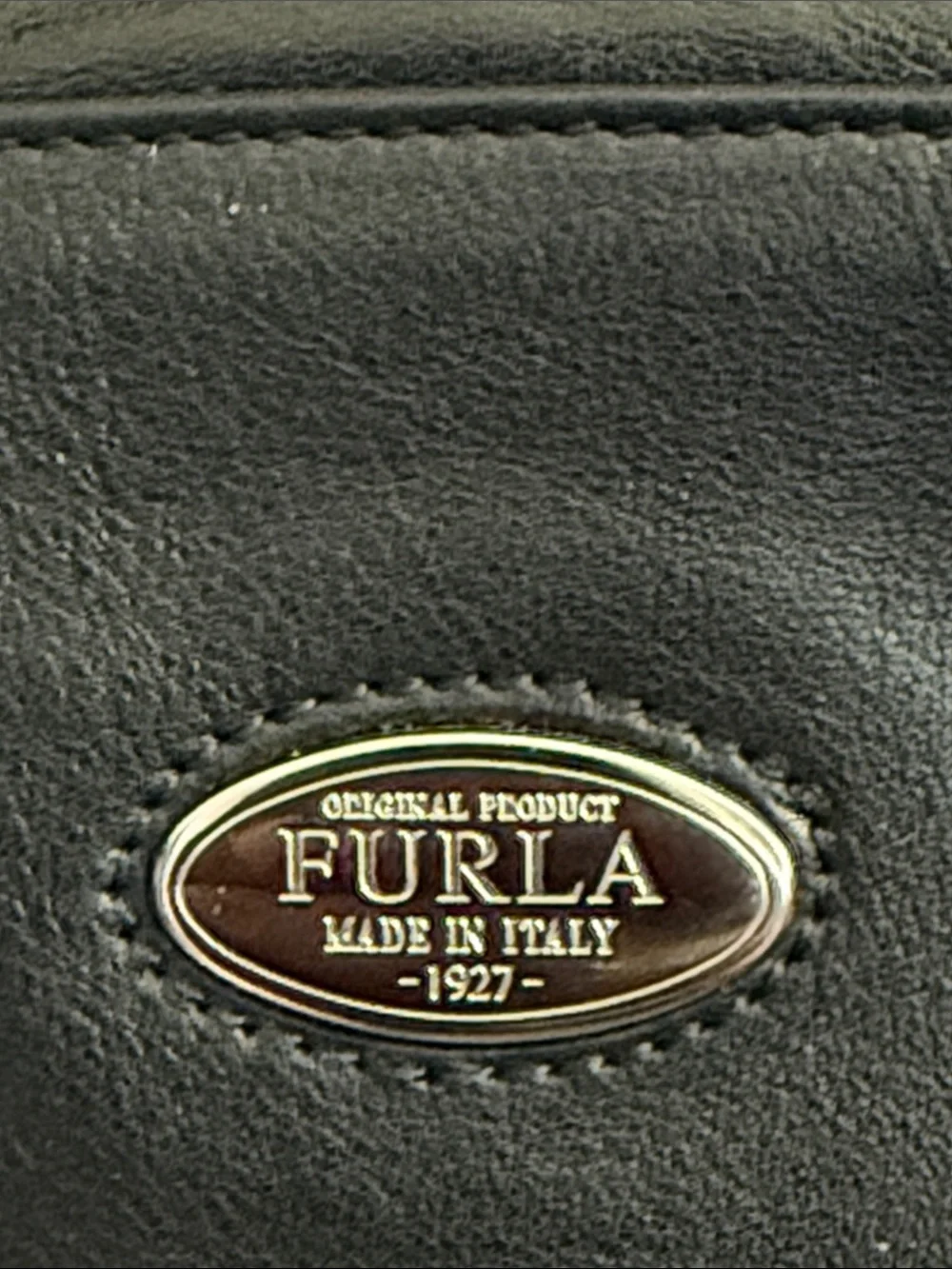 Vintage Furla Black Leather Dome Shoulder Bag With Silver Logo Made in Italy